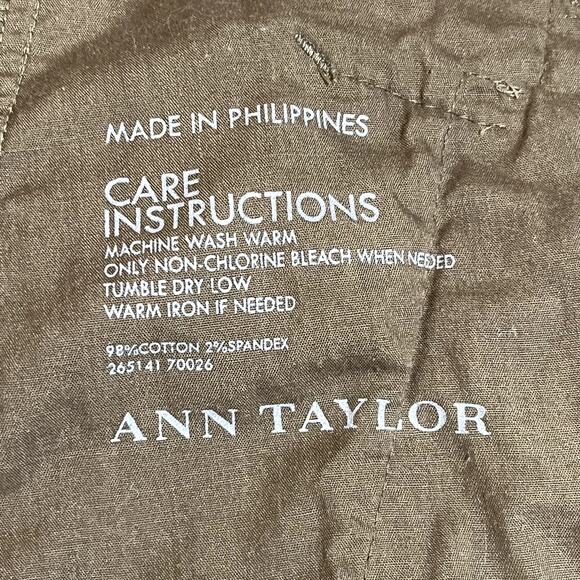 Ann Taylor Olive Trench Coat Style A-Line Mini Skirt Twill Buttons Womens 2 - Picture 9 of 9